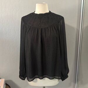 Loft Grey Blouse with Black Polka Dots